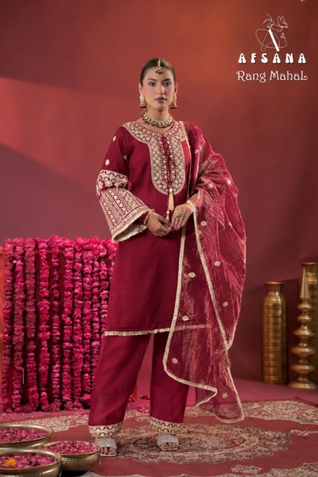 Rang Mahal By Afsana Rose Gold Crush Readymade Suits